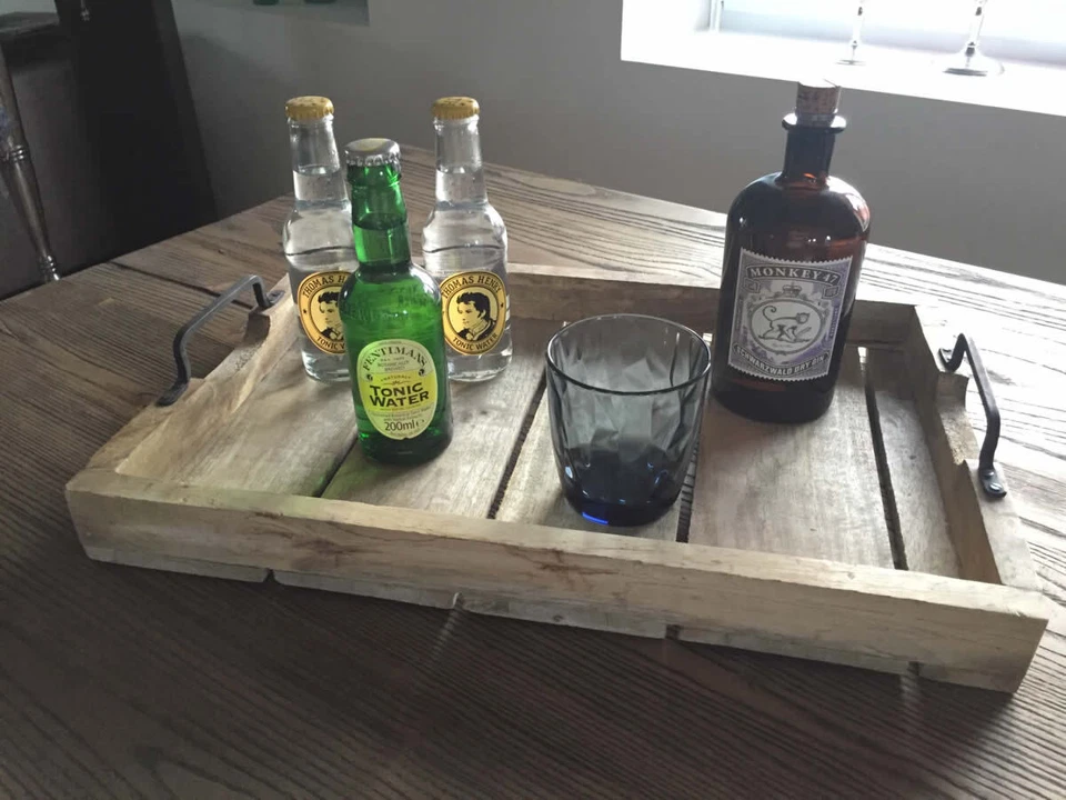 Exklusives Mango-Holz Serviertablett 38-56cm Griff-Tablett Betttisch Betttablett - Bild 3 von 4