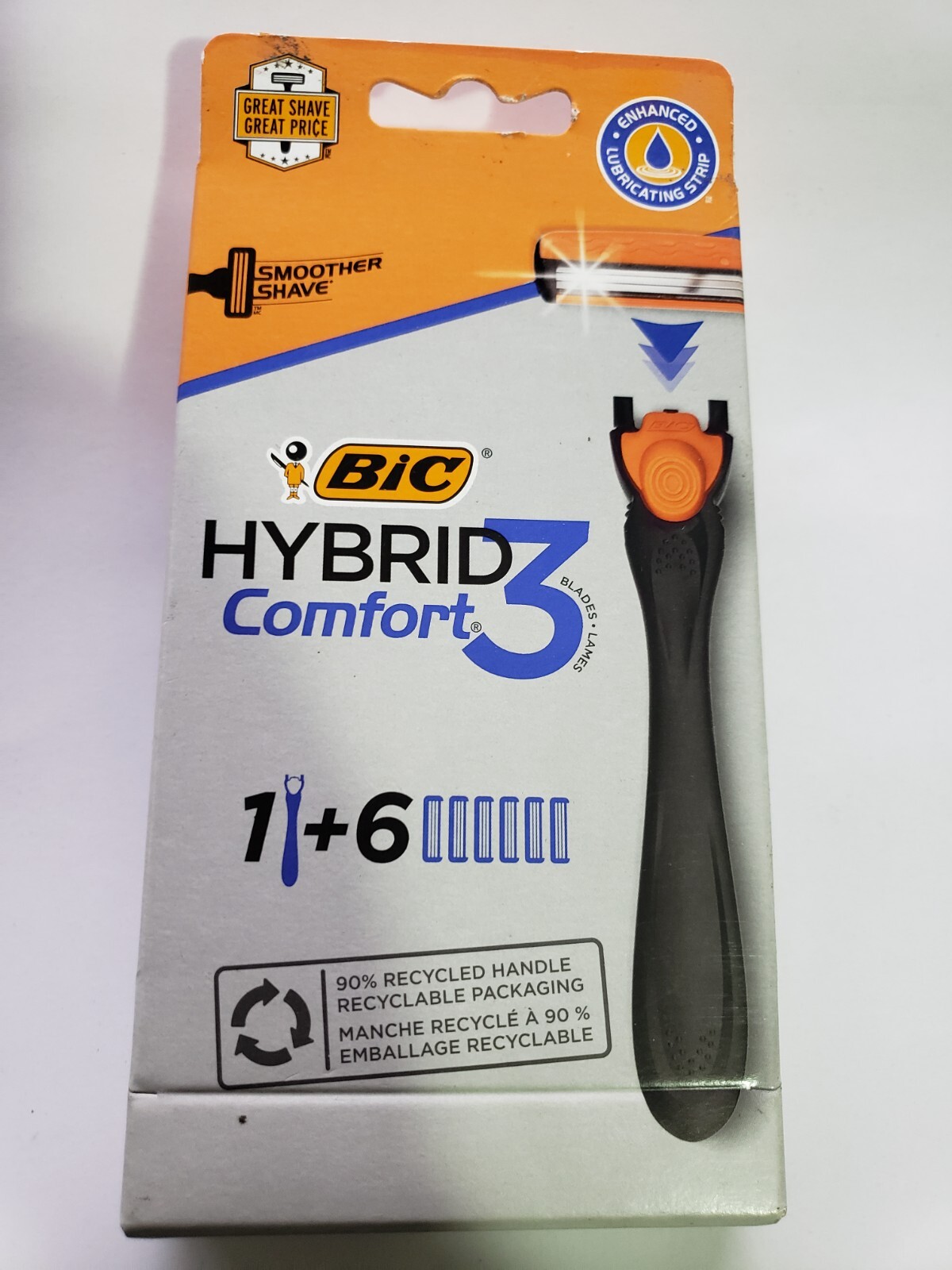 BIC Comfort 3 Hybrid Men’s Disposable Razor, 3 Blades, 6 Cartridges and 1 Handle