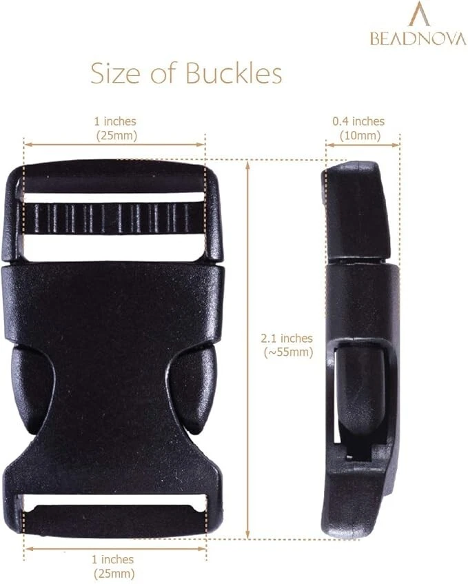 Hebillas de liberación lateral de plástico de 1 pulgada 1 lado plano clip de hebilla de liberación rápida paquete de 20 Foto 4 de 4