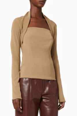 NEW NWT $430 NANUSHKA ''Isla'' neutral / nude georgette stretch top sz S small