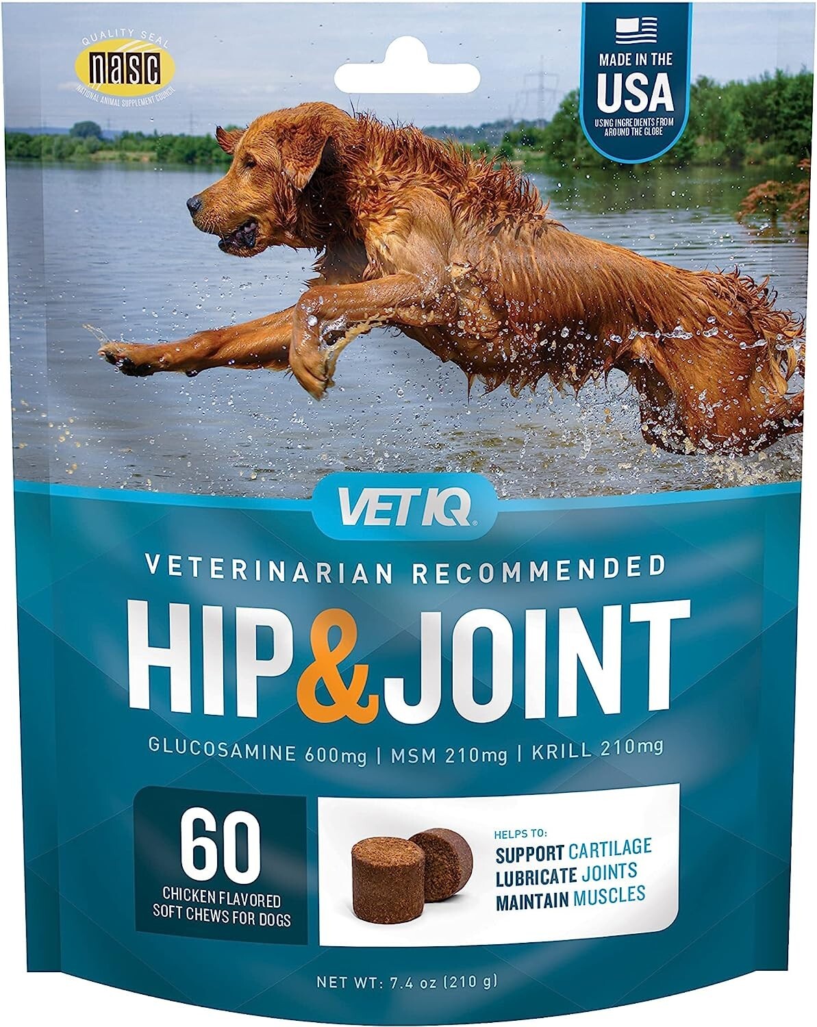 VetIQ MAXIMUM Strength Hip and Joint Supplement for Dogs Chicken Flavored Soft for sale online