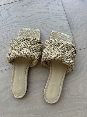 サンダル・ミュール Bottega Veneta Lido Raffia Slide Sandals s-l400.jpg