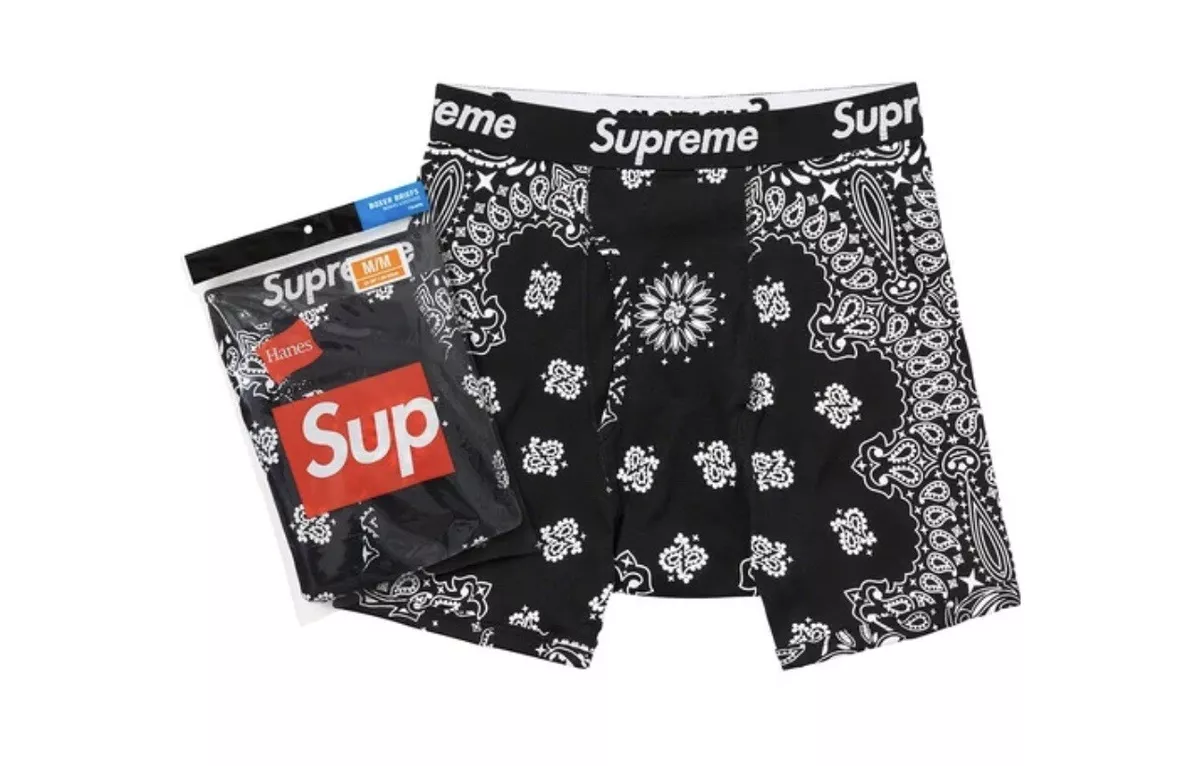 Supreme Hanes Bandana Boxer Briefs Black Size L Large Men’s 2-Pack FW2022  NEW