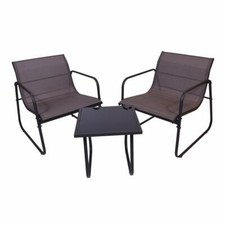 3er Set Astoria Sitzgarnitur Gartengarnitur 2 Relax-Stühle 1 Tisch Gartenet grau