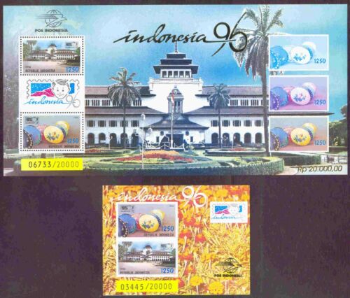 INDONESIEN 2 Blocks Briefmarkenausstellung indonesia'96 Bandung nur 20000 **/MNH - Afbeelding 1 van 1