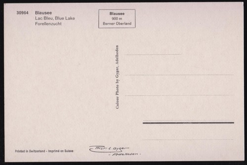 Blausee Blue Lake Switzerland Thor E. Gyger Postcard - Picture 2 of 2