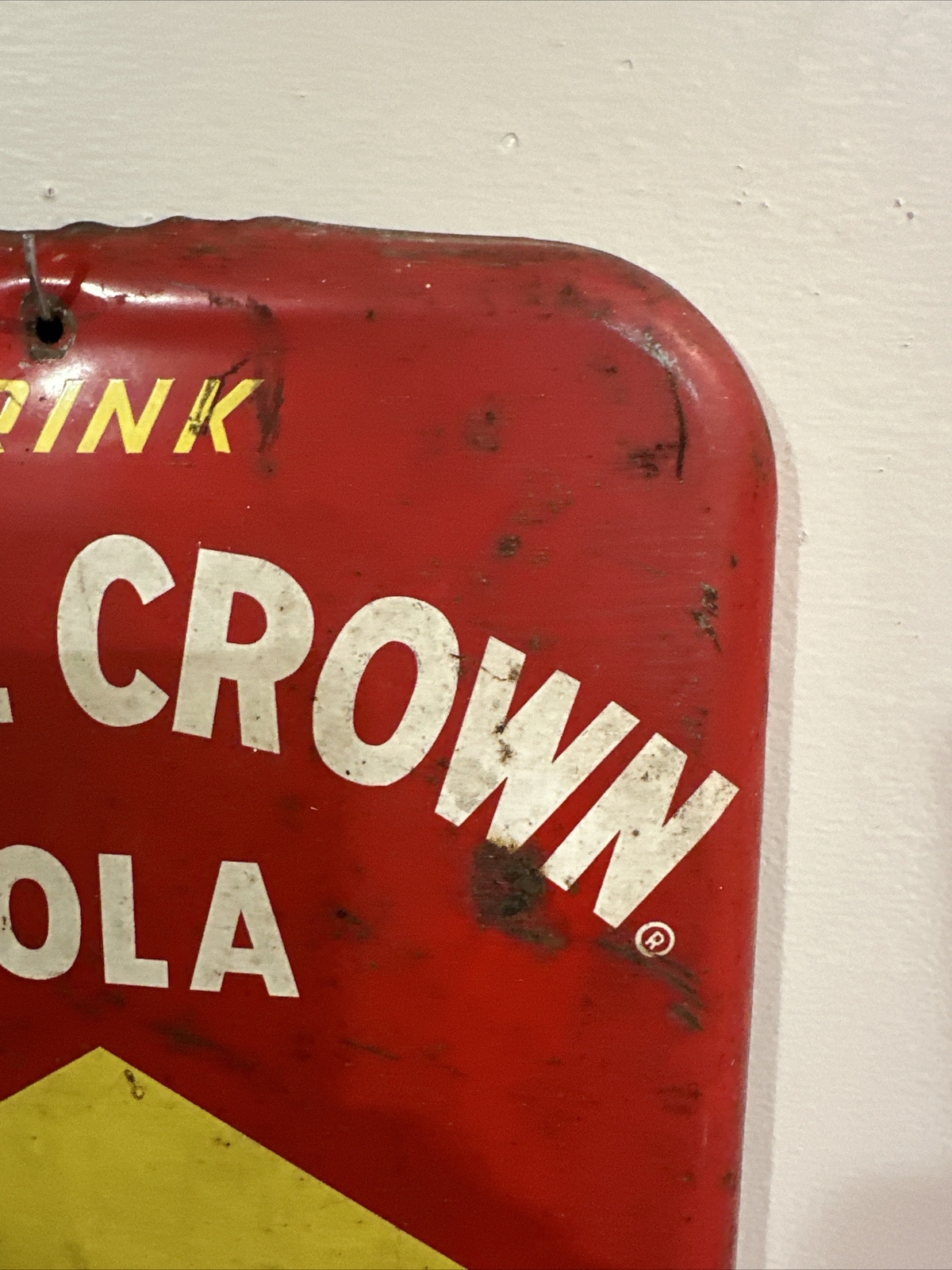 ORGINAL AUTHENIC DRINK ROYAL CROWN COLA THERMOMETER METAL SIGN. 9.5x26