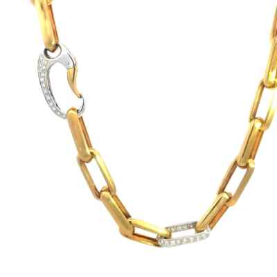 Gavello Diamond Gold Necklace 18k Large Oval Link Chain