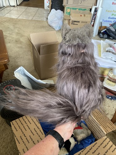 Steiff Persian Cat Diva 28cm Gray Color Coral Ribbon Plush Toy - Picture 7 of 11