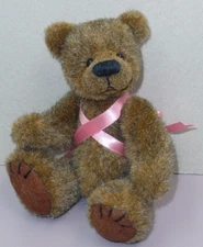 7" Artist Bear by Toonybears Brown Jointed With Pink Ribbon Sweet Face