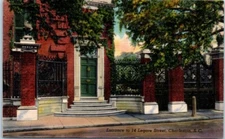 14 LEGARE STREET Entrance CHARLESTON, South Carolina SC linen - Postcard