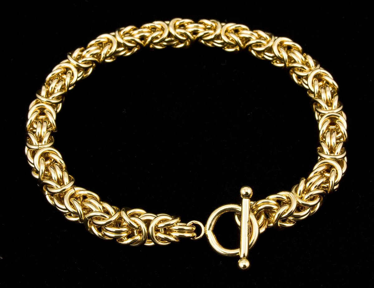 Byzantine Chain Maille Bracelet 14K Yellow Gold-Filled 8