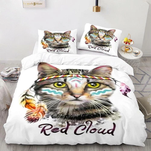 Cats Quilt Duvet Cover Pillowcase Pets Bedding Set Single Double King Size Hot - Picture 18 of 63