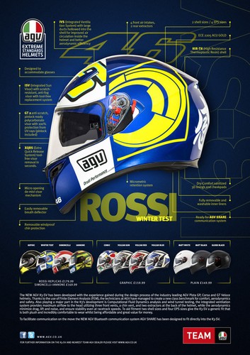 AGV K3 SV WINTER TEST BLUE 2016 VR46 CORSA PISTA SEPANG MALASIA VALENTINO ROSSI - 第 1/5 張圖片