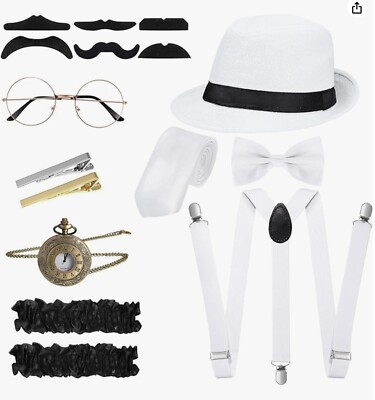 1920s Men Costume Accessories Set Roaring Retro Gangster