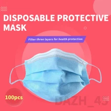 100 Pcs 3 Ply Filter Protection Disposable Face Mask for Men and Women 