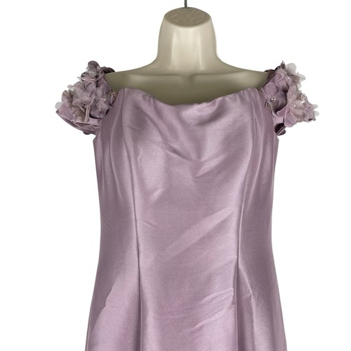 NEW Terani Couture Floral Off Shoulder Long Gown 2021E2799 Mauve Women Size 4 - Picture 4 of 12