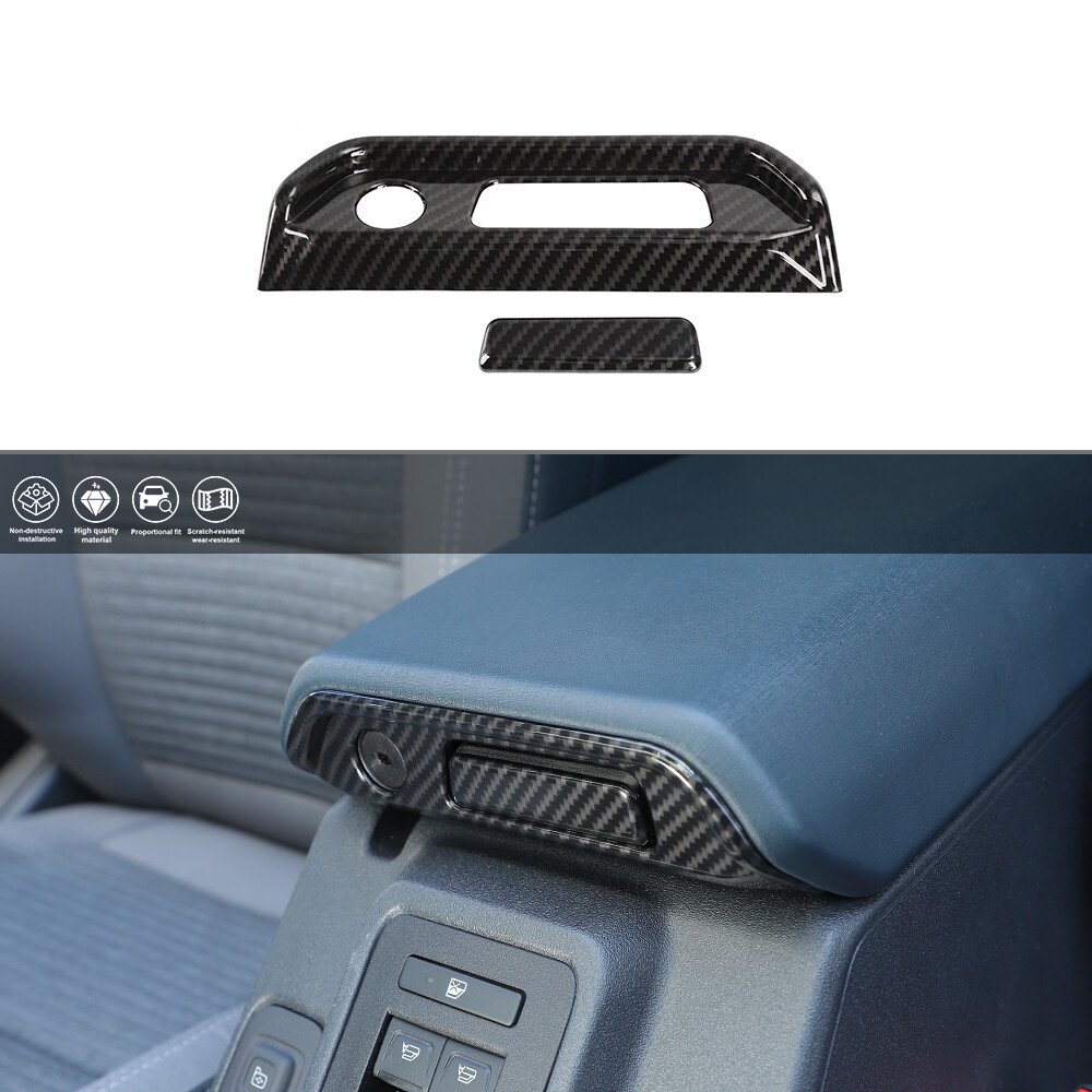 Carbon Fiber Armrest Box Switch Cover Trim Decor For Ford Bronco 21+ Accessories