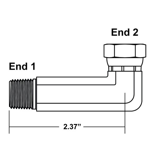 1/4" NPT Male x 1/4" NPT Female Swivel 90 Degree Adapter 9-1501-L-4-4-2.37 - Picture 2 of 2