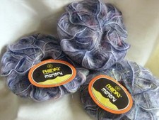 Lot of 3 Balls PHILDAR Marjory Mohair Wool Blend Yarn Blue Multicolor Italy