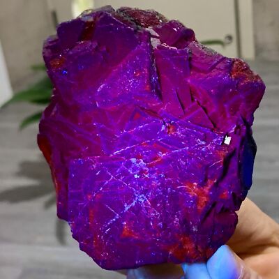 1.63LB Natural black rose fluorescent cube fluorite specimen glow under UV light