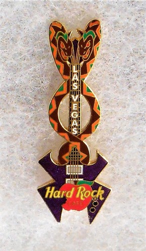 HARD ROCK CAFE LAS VEGAS SIN CITY SNAKES & APPLE ON PURPLE GUITAR PIN # 11296