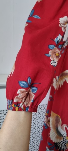 Boohoo Red Victorian Oriental Chinese Japanese Fusion Crochet Dress Size 8 - Picture 6 of 8