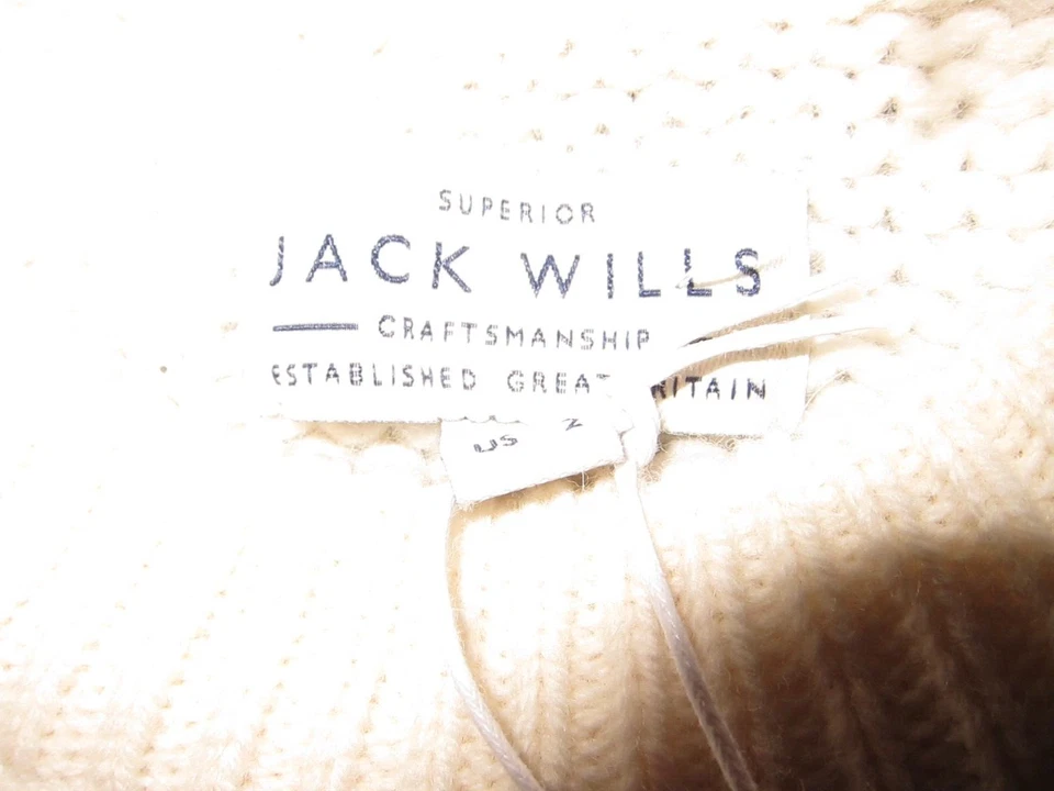 Jack Wills Jumper Sweater Pullover Cable  Knit UK 6 Ivory LambsWool - Image 2 of 4