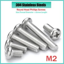 M2 Phillips Pan Head Machine Screws Bolts A2 Stainless Steel M2 x 2mm-M2 x 60mm
