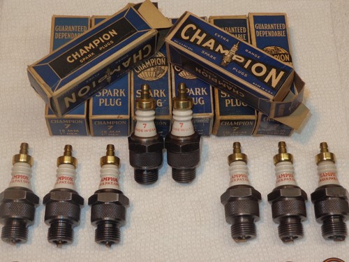 ( 8 ) ‘NOS’ Champion #7 Spark Plugs .. ‘Brass Hat’.. 2 Ring Design ... USA MADE - Picture 17 of 24