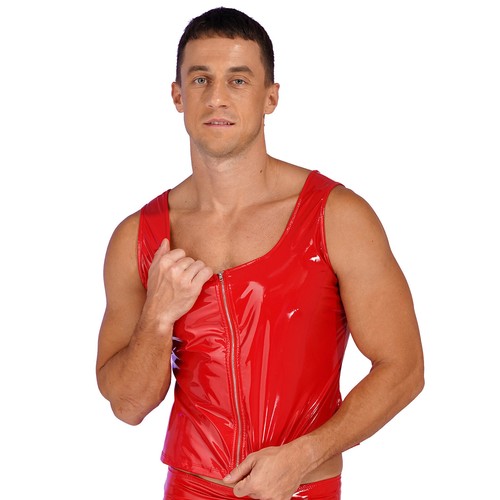 Hombres Prendas para el torso Sexy Chaleco sin mangas Camisas de cuero PVC Disfraz de baile Rendimiento Brillante - Imagen 23 de 49