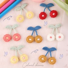 30PCS Embroidery Cherry Patches Sew on Applique for Crochet Crafts Headwear DIY