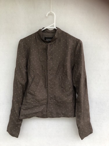 /🍃 SCANLAN AND THEODORE Bomber Jacket Lightweight Shirt Green Grey 8 Xs