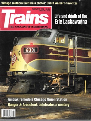 Trains Magazine Februar 1992 Erie Lackawanna Amtrak Chicago Bangor & Aroostook Rail