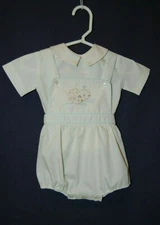 Vintage Petit Ami Baby Boy Romper Whale Cream Color 2-Piece Set Infant 6 Months