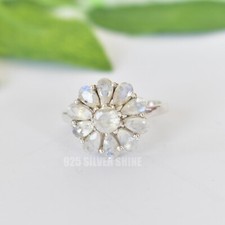 RAINBOW MOONSTONE NATURAL GEMSTONE 925 SOLID STERLING SILVER JEWELRY RING 3 TO12