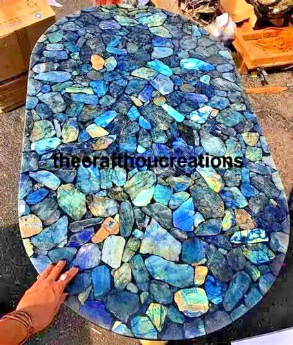 Labradorite Counter Top Table, Agate Stone Coffee Sofa Center Table Top, 36"x24"