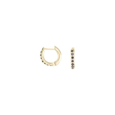  Schwarze Diamant Huggies 14K Weißgold Ohrringe