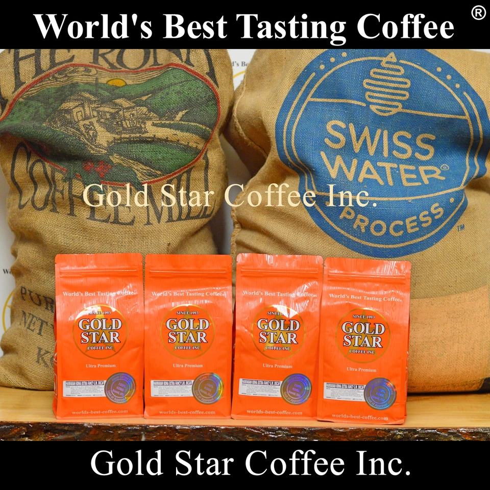 GOLD STAR 4 lb Hawaiian Kona Swiss Water Decaf coffee - Best Tasting Decaf in the world!