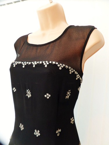 MONSOON LANIKAI SHEER BLACK EMBELLISHED CHIFFON PENCIL SHIFT DRESS 12 NWOT £119 - Picture 6 of 14