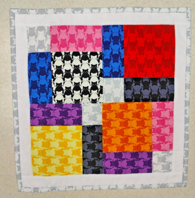 New Kitty Kitty Miniature Table or Doll Handmade Quilt     15'' w x 16'' h