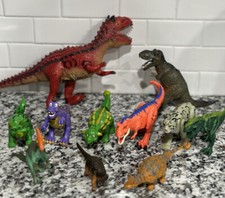 Lot of 10 Random Toy Dinosaurs - Spinosaurus, Velociraptor, T Rex And More