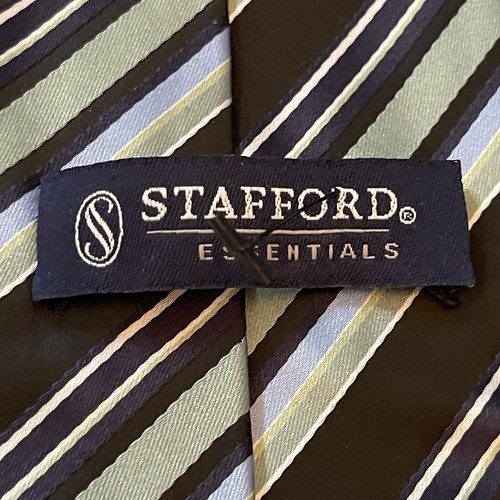 Stafford Essentials Green Hand Made 100% Polyester Men’s Neck Tie Made In China - Picture 8 of 9