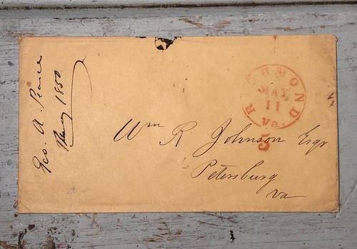 1850 Cover (H/S Red RICHMOND, Va. MAY 11 & Red "5") To: Petersburg, Va. - Picture 2 of 10