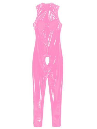 Damen Wetlook Jumpsuit Langarm Overall Glänzend Bodysuit Catsuit Clubwear Party - Bild 39 von 41