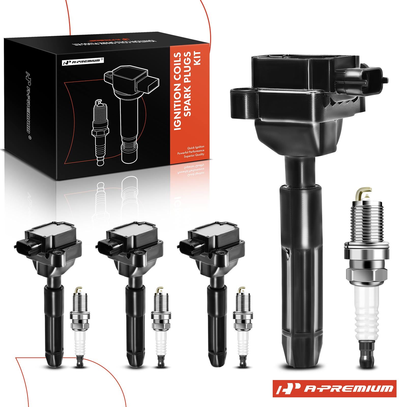 A-Premium 4x Ignition Coil  4x Iridium Spark Plug for Mercedes-Benz C230 2002