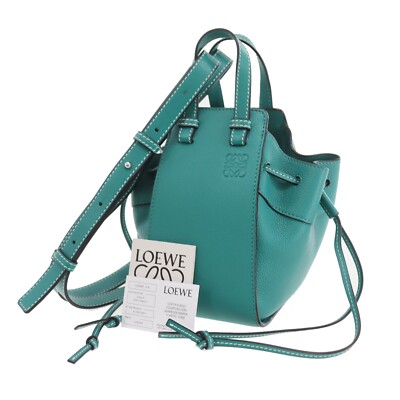 LOEWE Hammock Used 2way Shoulder Handbag Emerald Green Leather #CK693 S