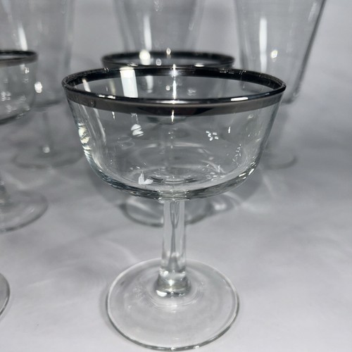 11 Luminarc France Silver Platinum Silver Rim Glasses Champagne/sherbet glass - Picture 6 of 13