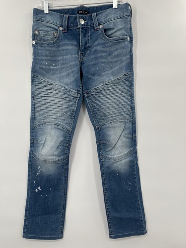 True Religion Men's Geno Biker Moto Distressed Slim Jeans Rips in Size 29X28.5 - Picture 3 of 6