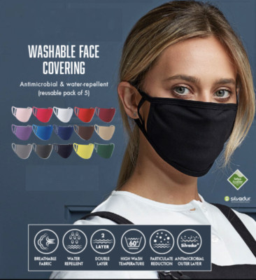 5 x Washable and Reusable Protective Masks / Face Mask Cover / Breathable mask